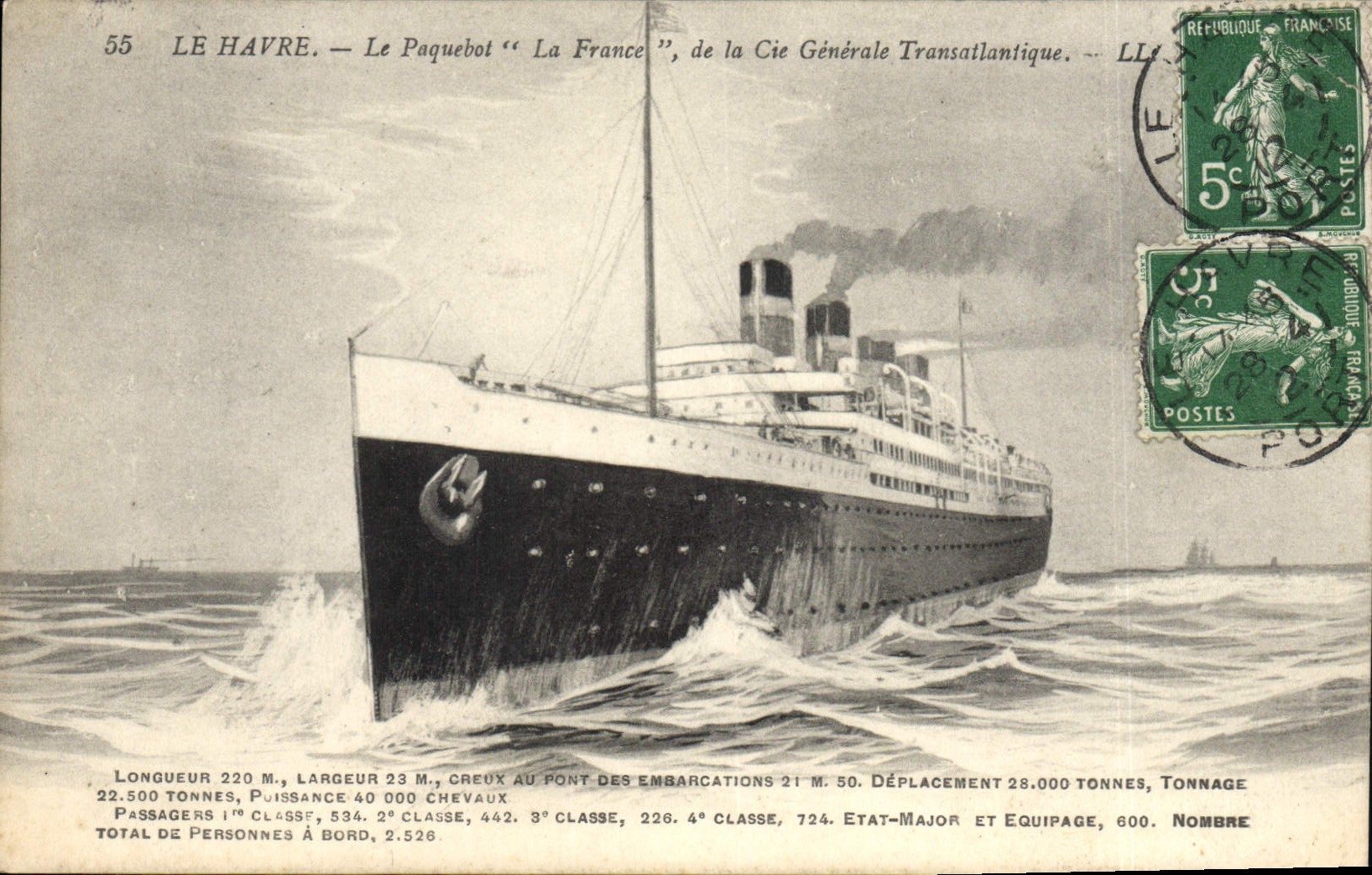 Le Havre — Le paquebot "La France", de la Cie Générale Transatlantique — n°55