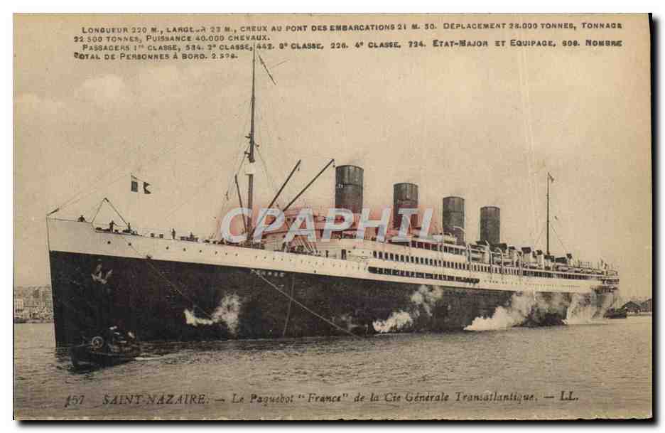 CPA Bateau Paquebot Saint-Nazaire France de la Cie Generale Transatlantique