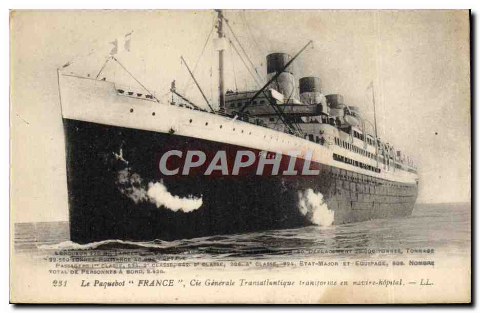 CPA Bateau Paquebot France Cie Generale Transatlantique