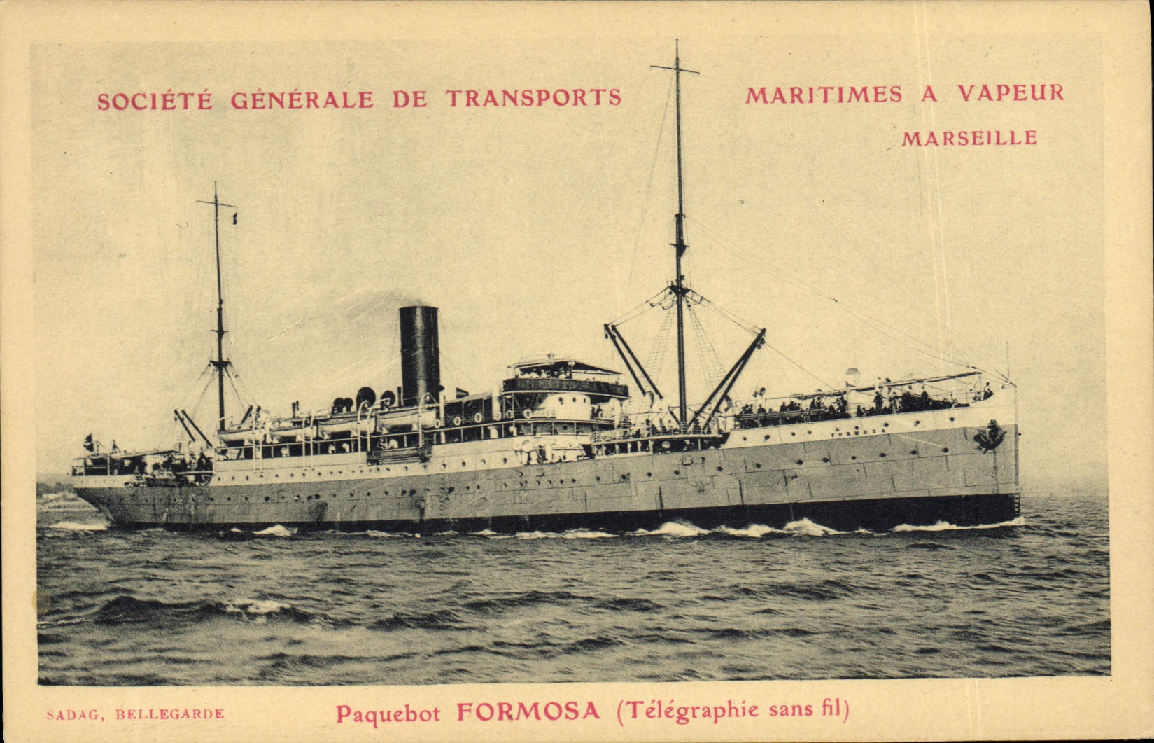Paquebot FORMOSA — Société Générale de Transports Maritimes à Vapeur — Marseille