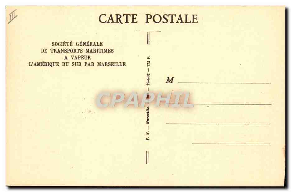 Paquebot "FLORIDA" — S.G.T.M. — Société Générale de Transports Maritimes — Verso