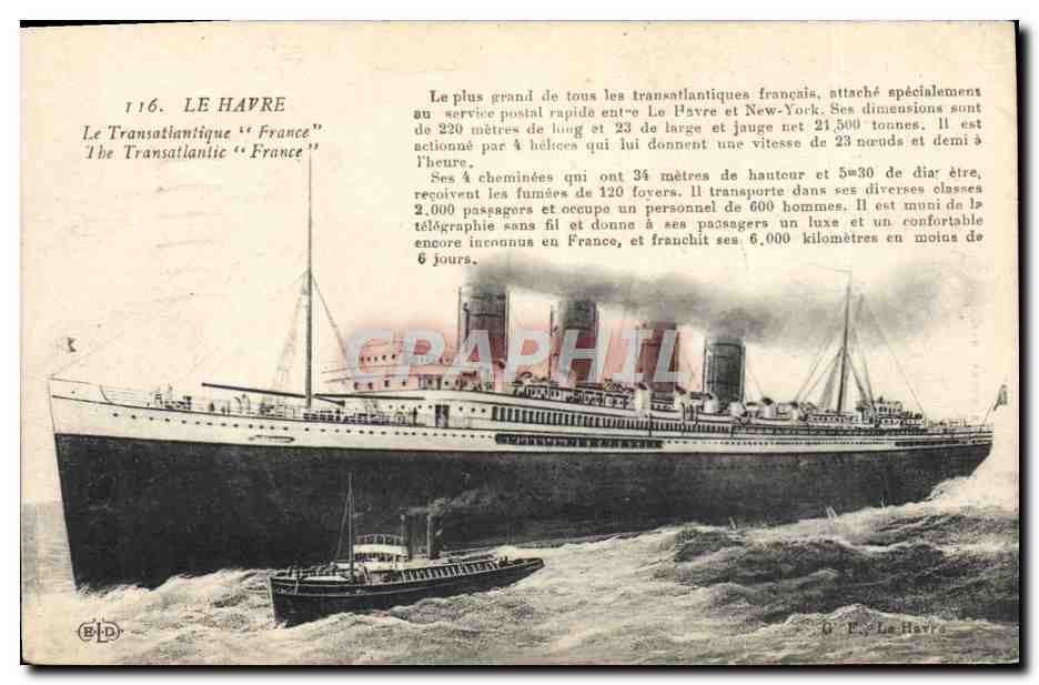 CPA Bateau Paquebot Le Havre Transatlantique France 