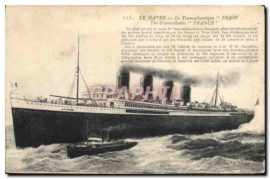 CPA Bateau Paquebot Le Havre Transatlantique France 