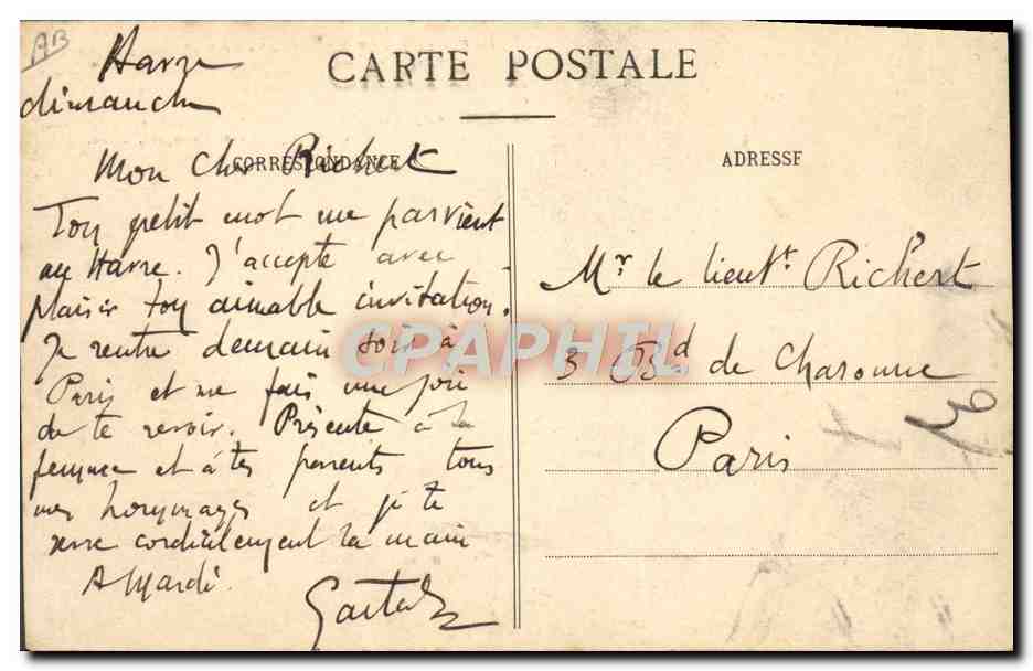 Le Transatlantique France — Le Havre — C.V. 2133 — Verso