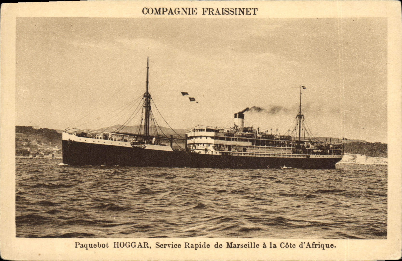 CPA Bateau Paquebot Hoggar Service rapide de Marseille a la Cote d'Afrique Compagnie Fraissinet
