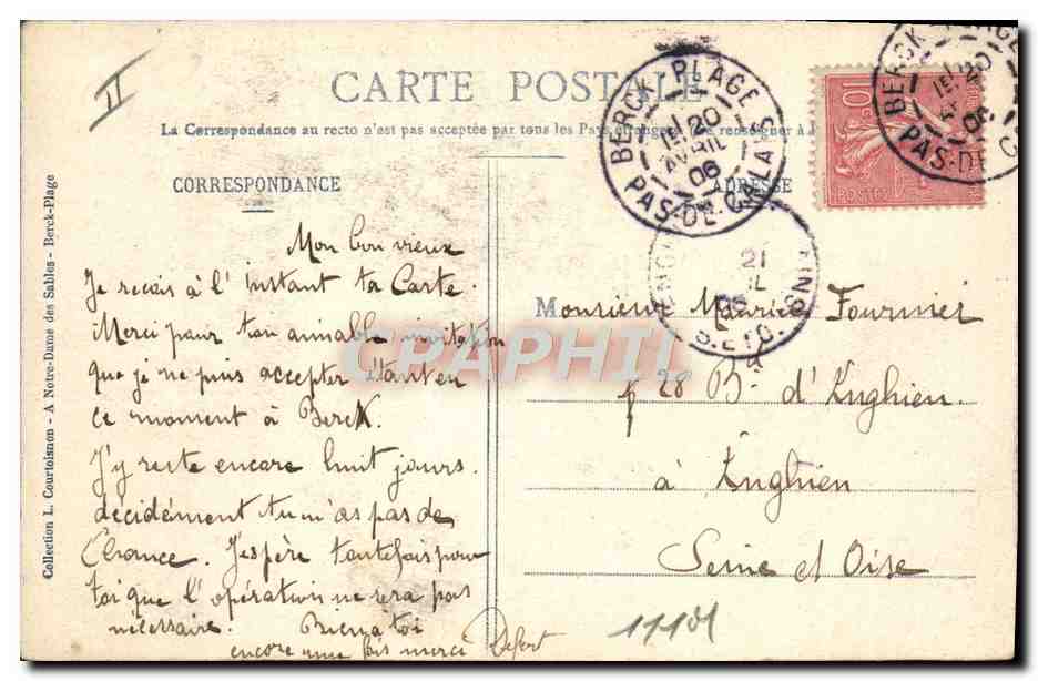CPA Ane Mule Berck Plage Promenade a anes — Rückseite