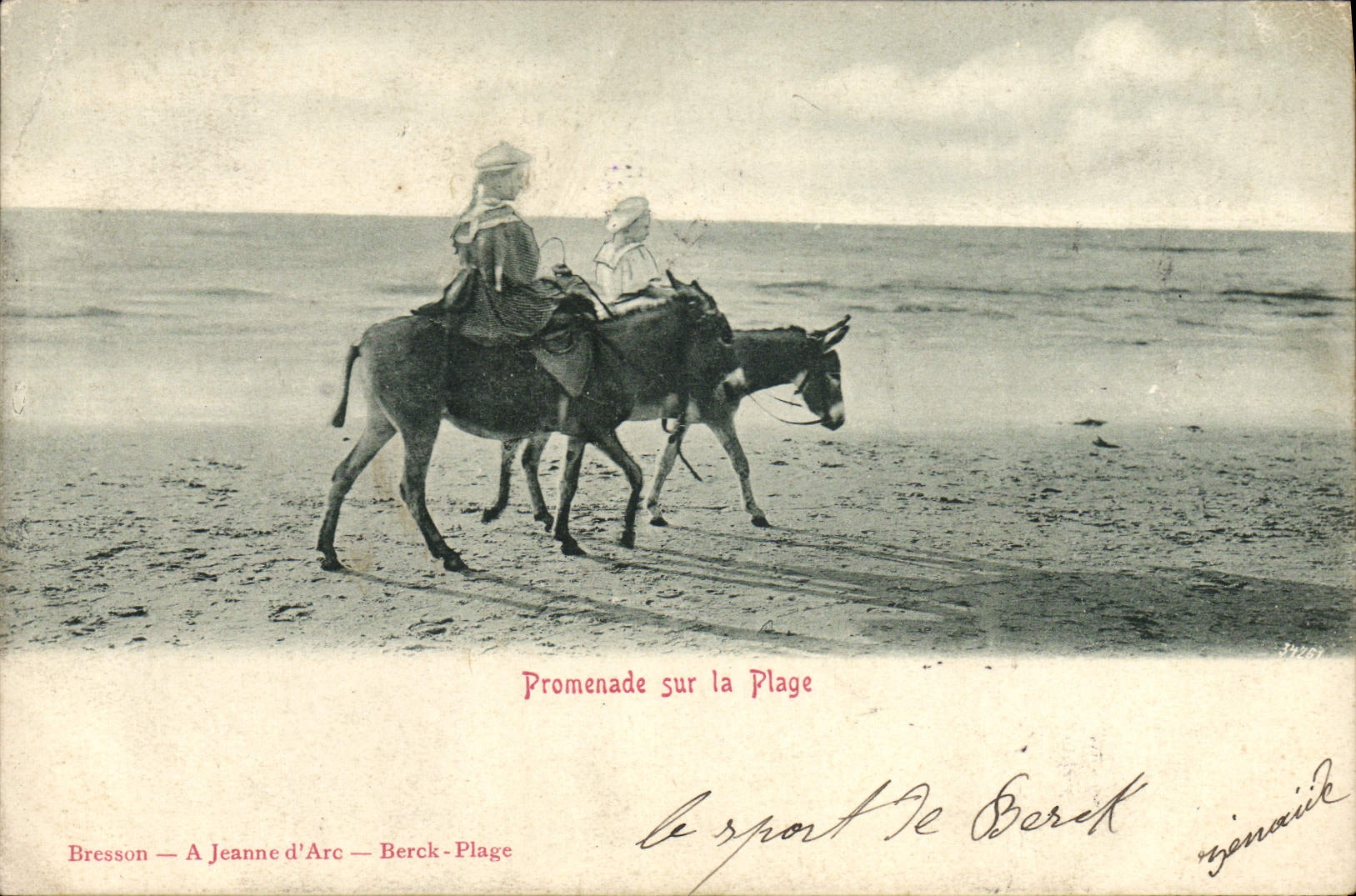 CPA Ane Mule Enfants promenade sur la plage 