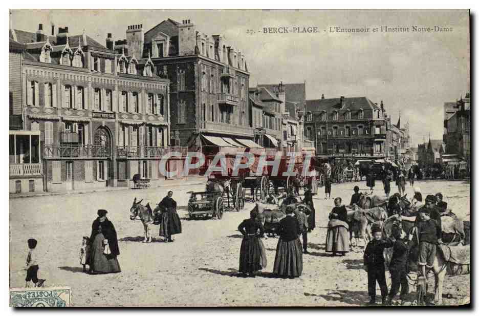 CPA Ane Mule Berck Plage L'entonnoir et l'Institut Notre Dame 