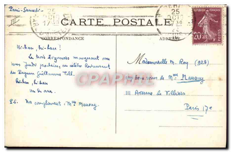 CPA Ane Mule Bien faire et laisser braire — Rückseite