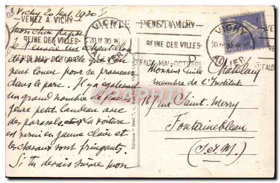 CPA Ane Mule Vichy Promenade a anes — Rückseite