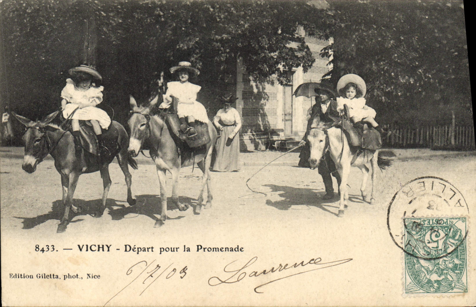 CPA Ane Mule Vichy Depart pour la promenade 