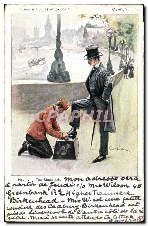 CPA Fantaisie Illustrateur Familiar figures of London The shoebalck Cireur de chaussures