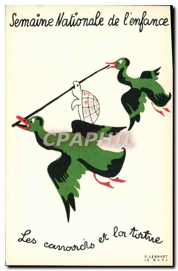 CPA Fantaisie Illustrateur Semaine nationale de l'enfance Les canards et la tortue 