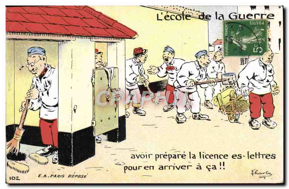 L'école de la Guerre — caricature militaire — E.A. PARIS DEPOSE n°102