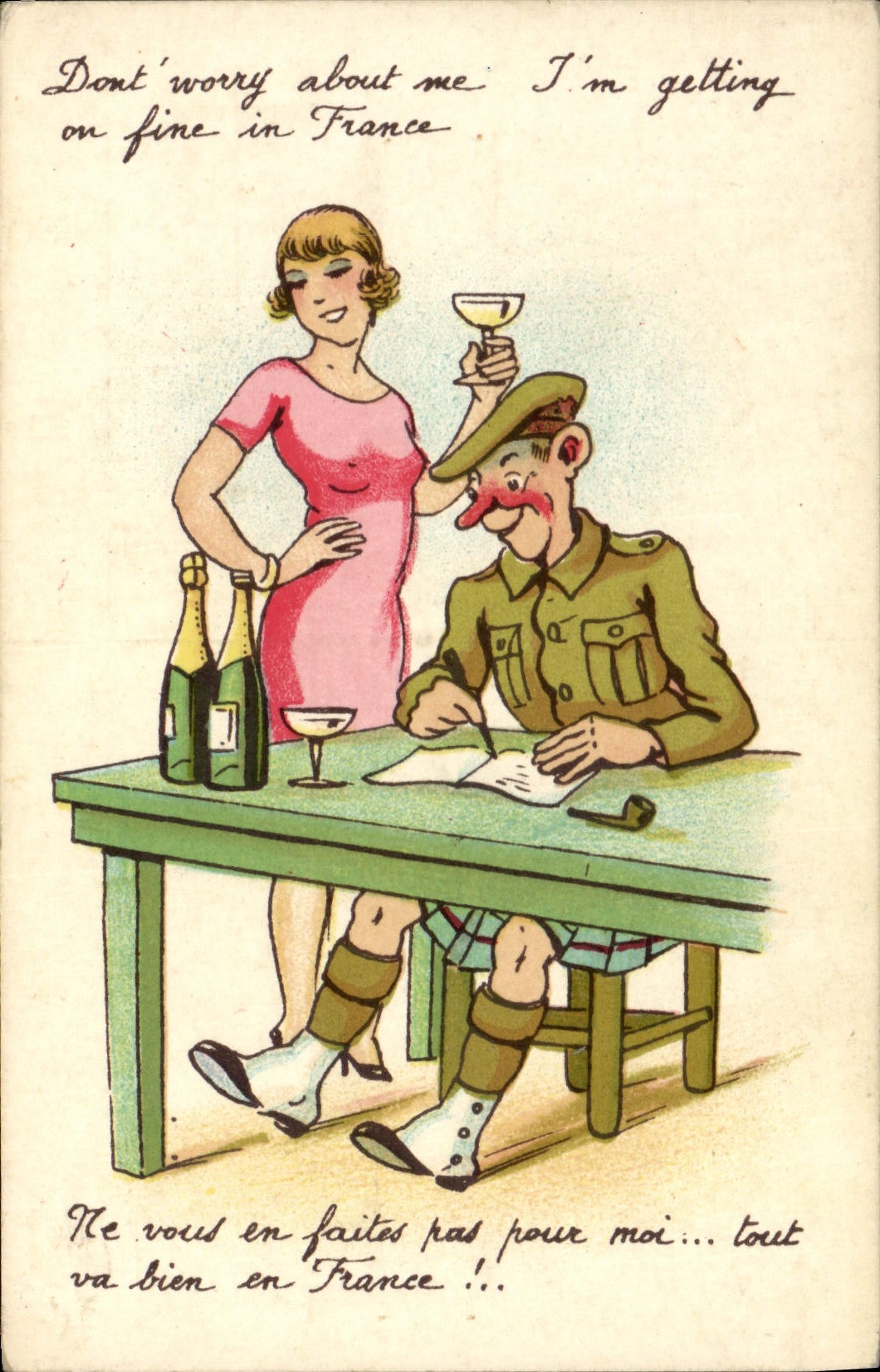 Soldat et femme — scène humoristique — Série Militaire 200