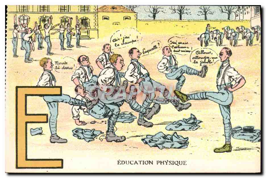 Éducation physique — scène d'entraînement militaire — éditeur D. D. 9019