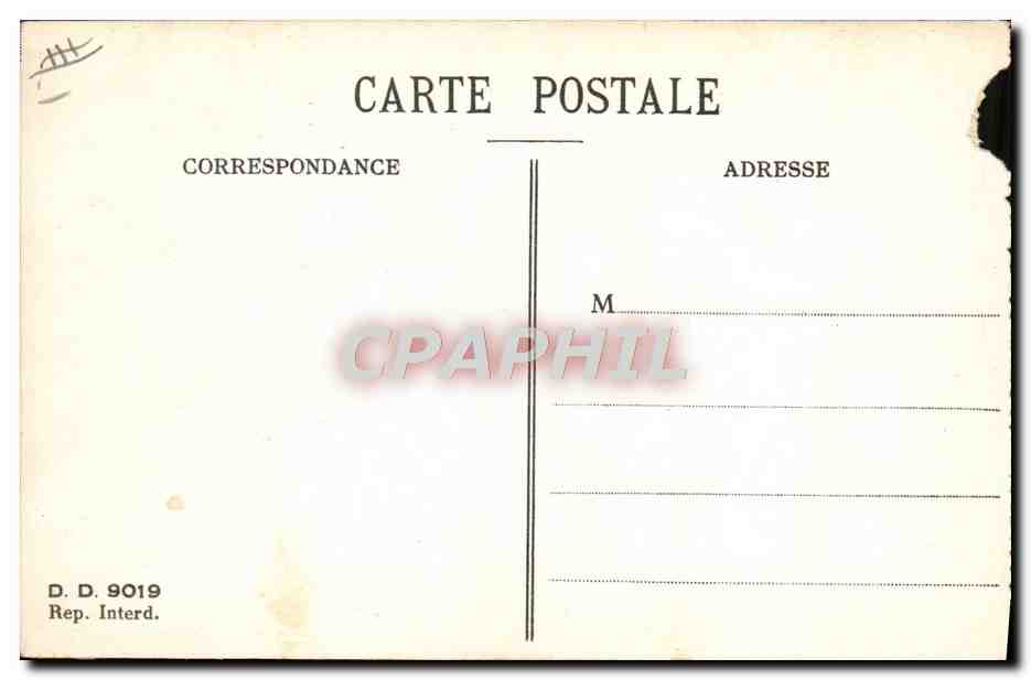 Salle de police — scène de nuit avec soldats — éditeur D.D. 9019 — Reverso