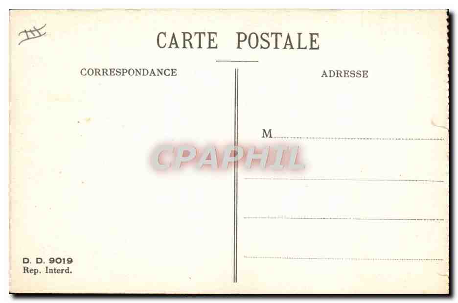 Cantine — scène de soldats en uniforme bleu — éditeur D. D. 9019 — Verso