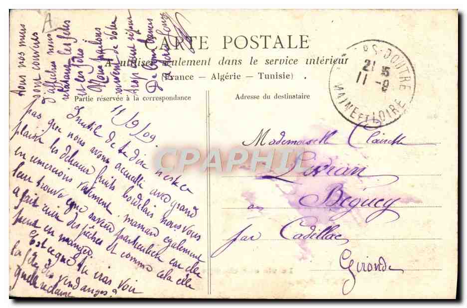 CPA Folklore La vie aux champs Un pique nique  — Verso