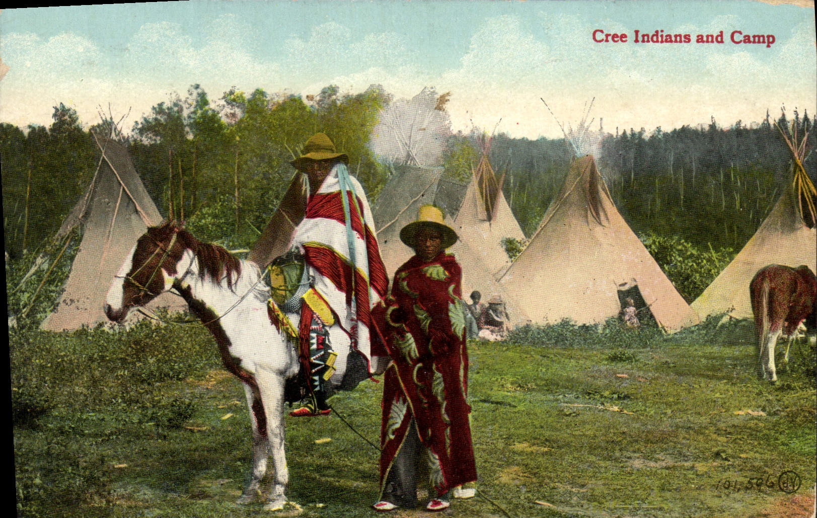 CPA Indiens Cree Indians and camp Cheval