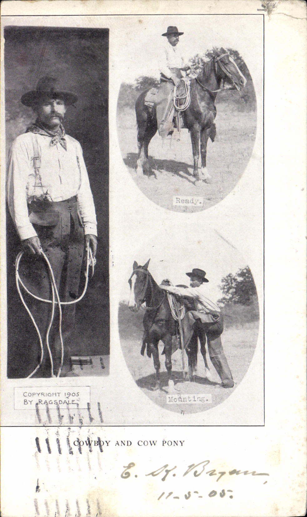 CPA Cowboy and cow pony 