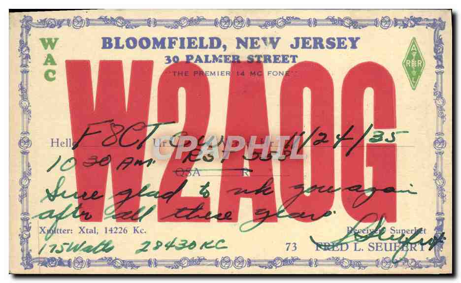 CPA Bloomfield New Jersey Palmer Street WAC Telegraphie 