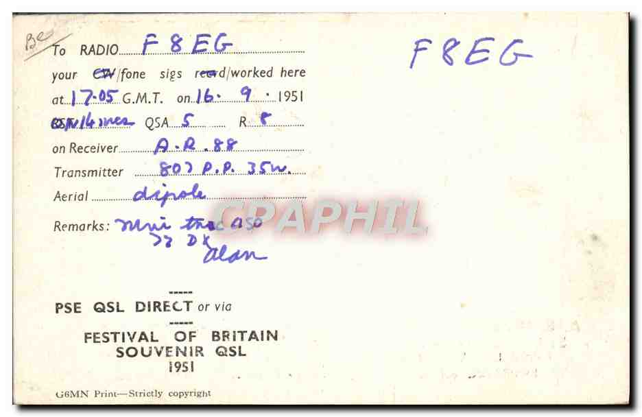CPA G2VJ Ae Wybrow Lorship Lane East Dulwich London Telegraphie  — Verso