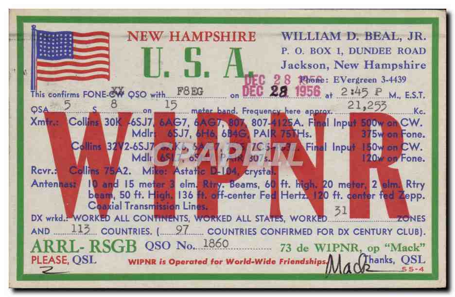 CPA New Hampshire W1PNR Dundee Road Jackson Telegraphie 