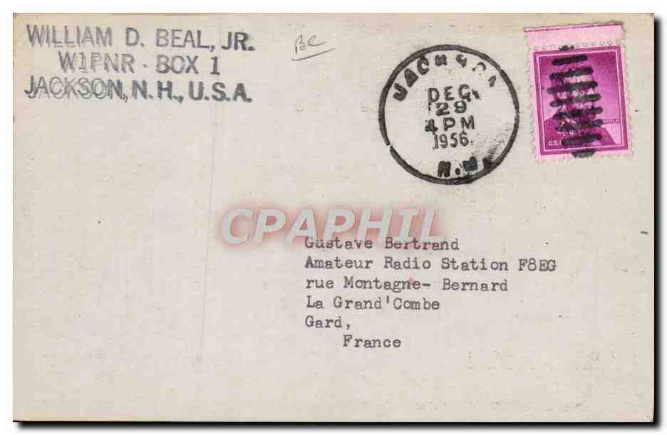 CPA New Hampshire W1PNR Dundee Road Jackson Telegraphie  — Rückseite