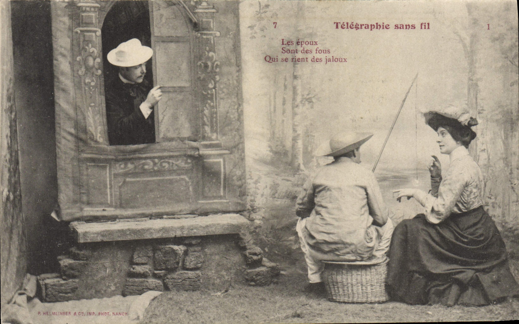 Télégraphie sans fil — Les époux sont des fous qui se rient des jaloux — P. HELMLINGER & Cie, IMP. PHOT. NANCY