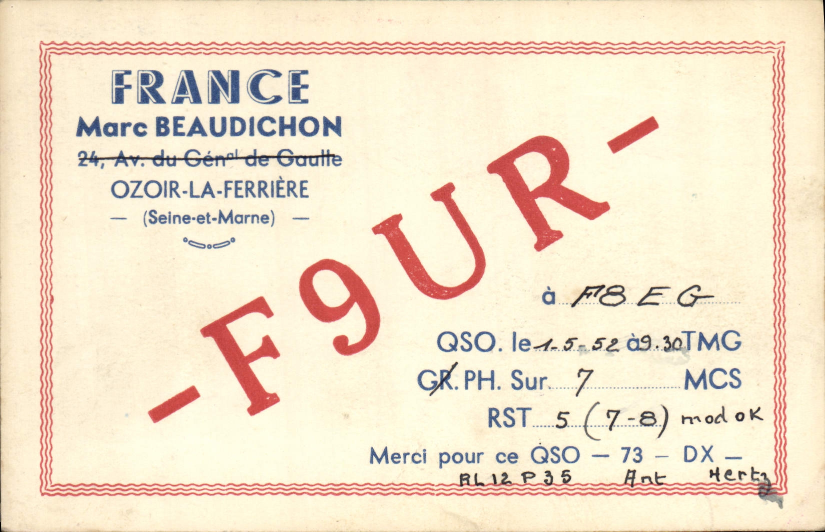 Ozoir-la-Ferrière — QSO radio amateur — Marc BEAUDICHON