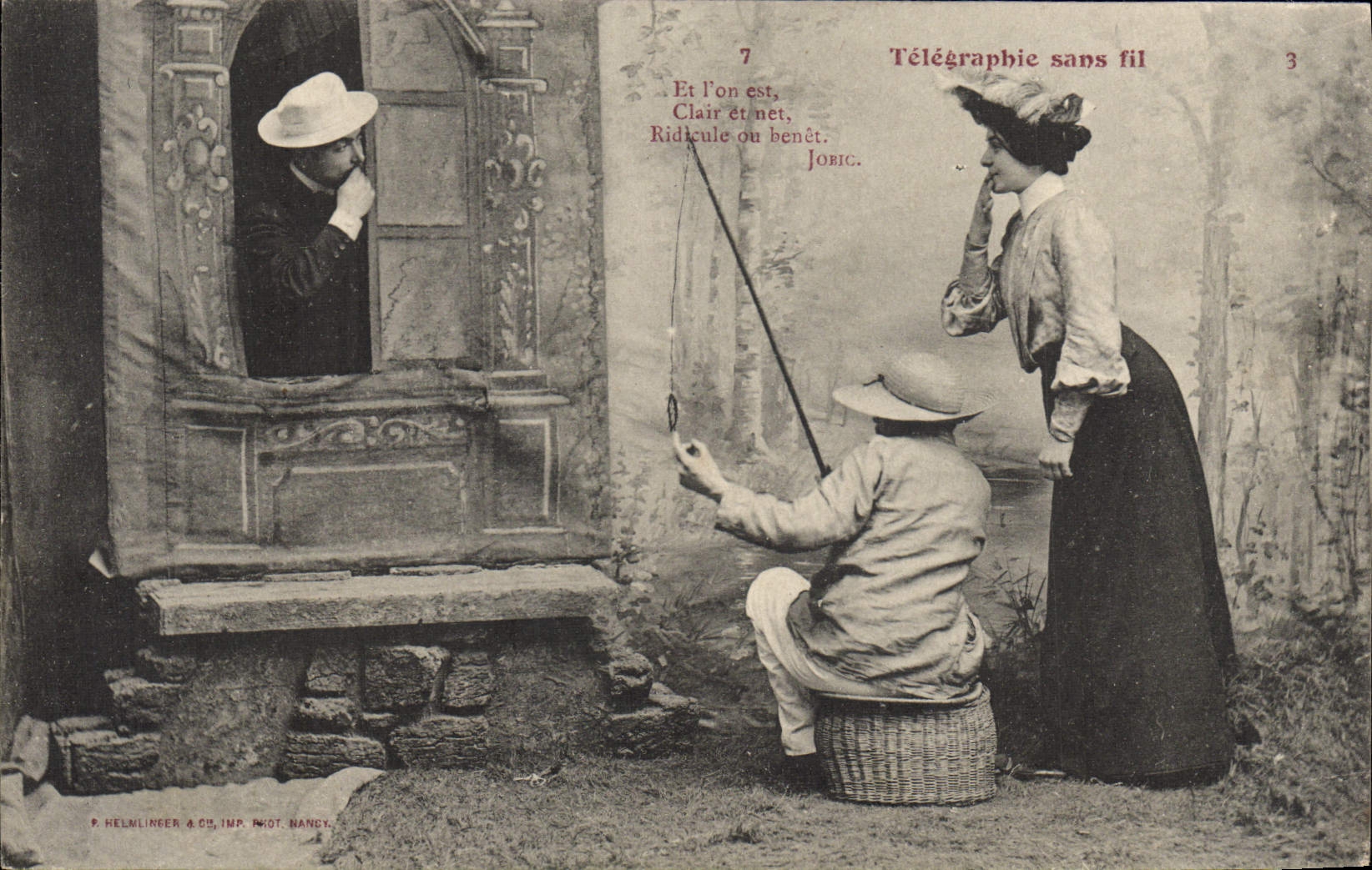 Télégraphie sans fil — scène humoristique — P. HELMLINGER & CIE, IMP. NANCY
