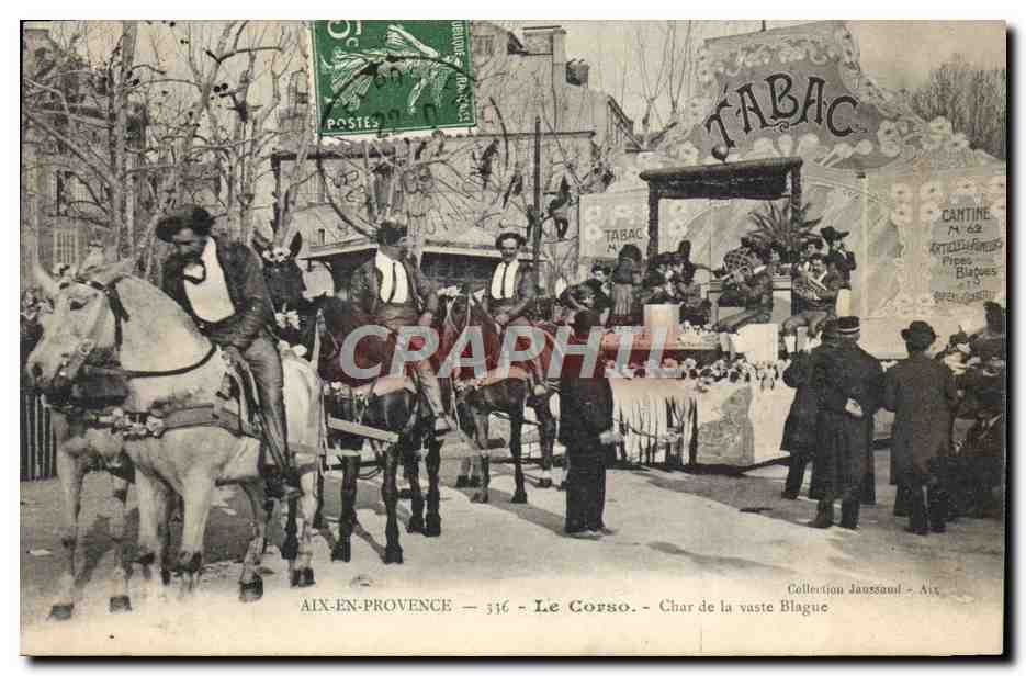 CPA Carnaval Aix en Provence Le Corso Char de la vaste blague Tabac
