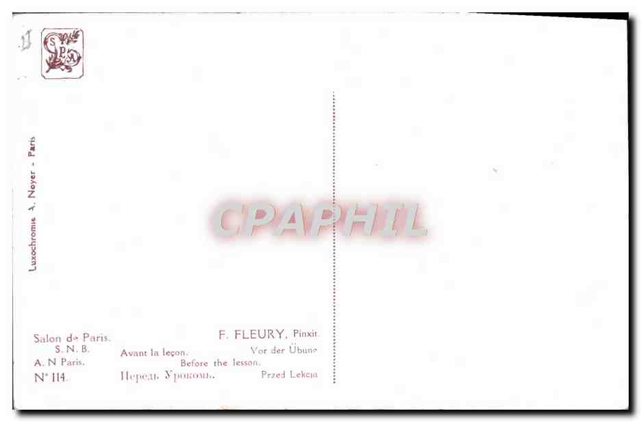 CPA Salon de Paris Fleury Avant la lecon  — Rückseite