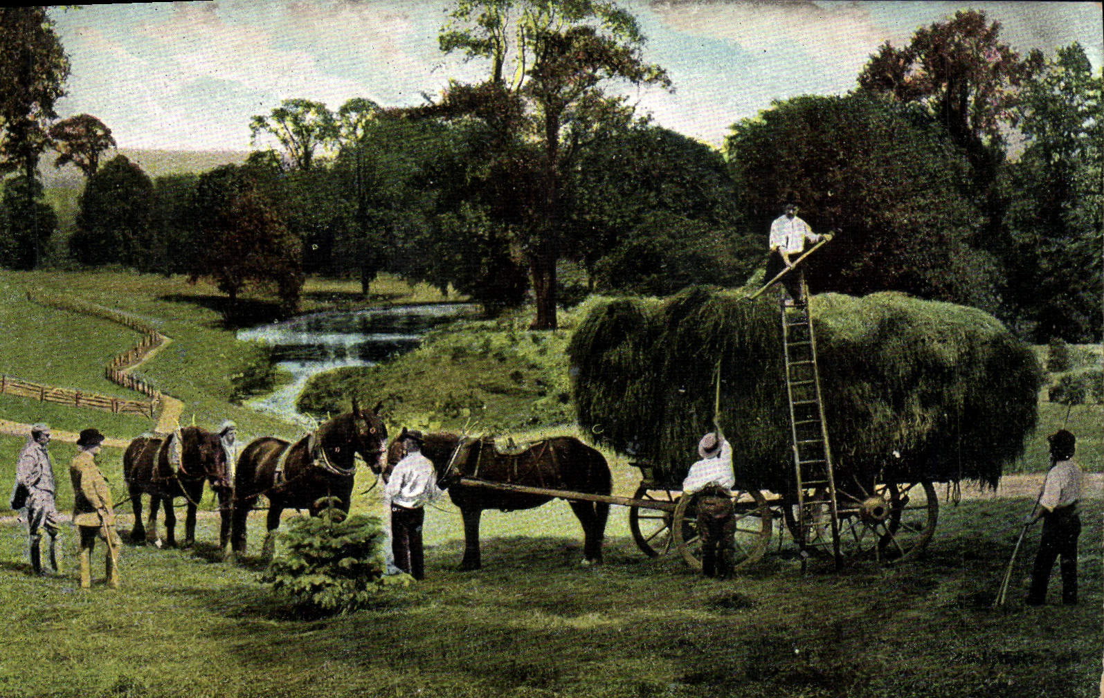 CPA Folklore Fenaison Publicite A la lyre des Gobelins Avenue des Gobelins Paris 