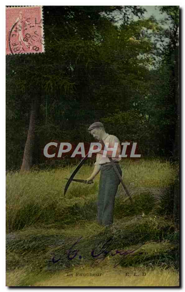 CPA Folklore Le faucheur