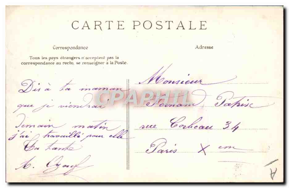 CPA Folklore Le faucheur — Verso