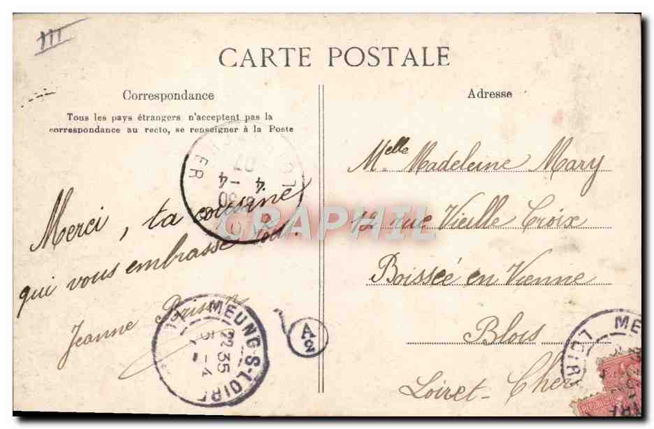 CPA Folklore Cueillette des glycines  — Verso