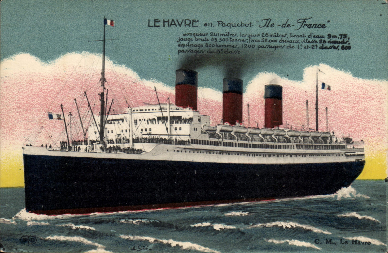 Le Havre — Paquebot "Ile-de-France" — C. M., Le Havre