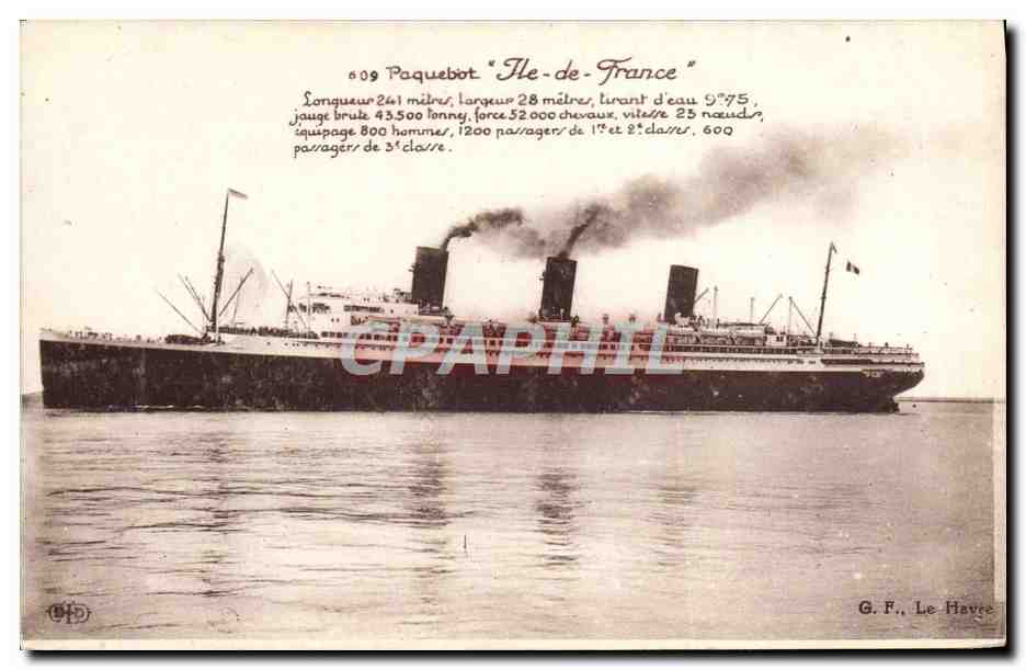 Paquebot "Ile-de-France" — G.F., Le Havre