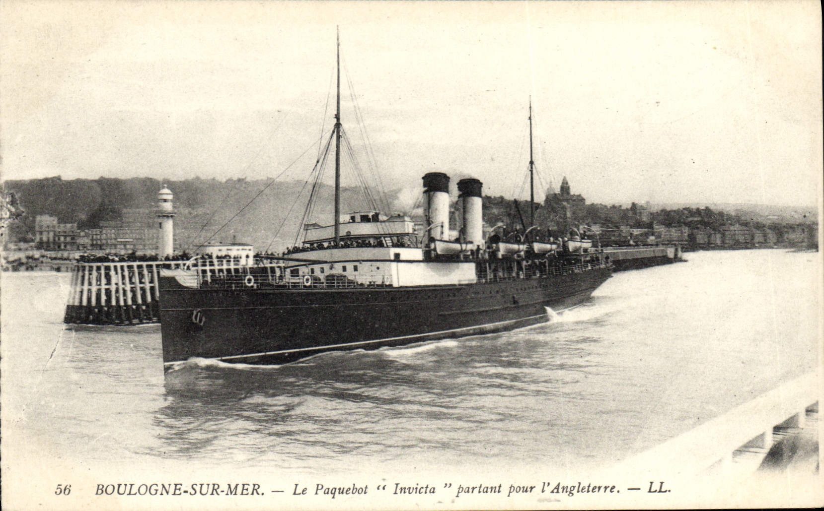 Boulogne-sur-Mer — Le paquebot "Invicta" partant pour l'Angleterre — LL, n°56