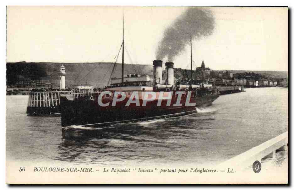 Boulogne-sur-Mer — Le Paquebot 'Invicta' partant pour l'Angleterre — LL. N° 561
