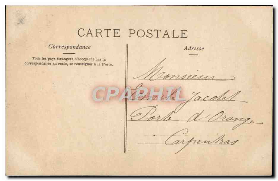 Femme en robe rose et chapeau fleuri — poème imprimé — Paris, n° 3.085 — Verso