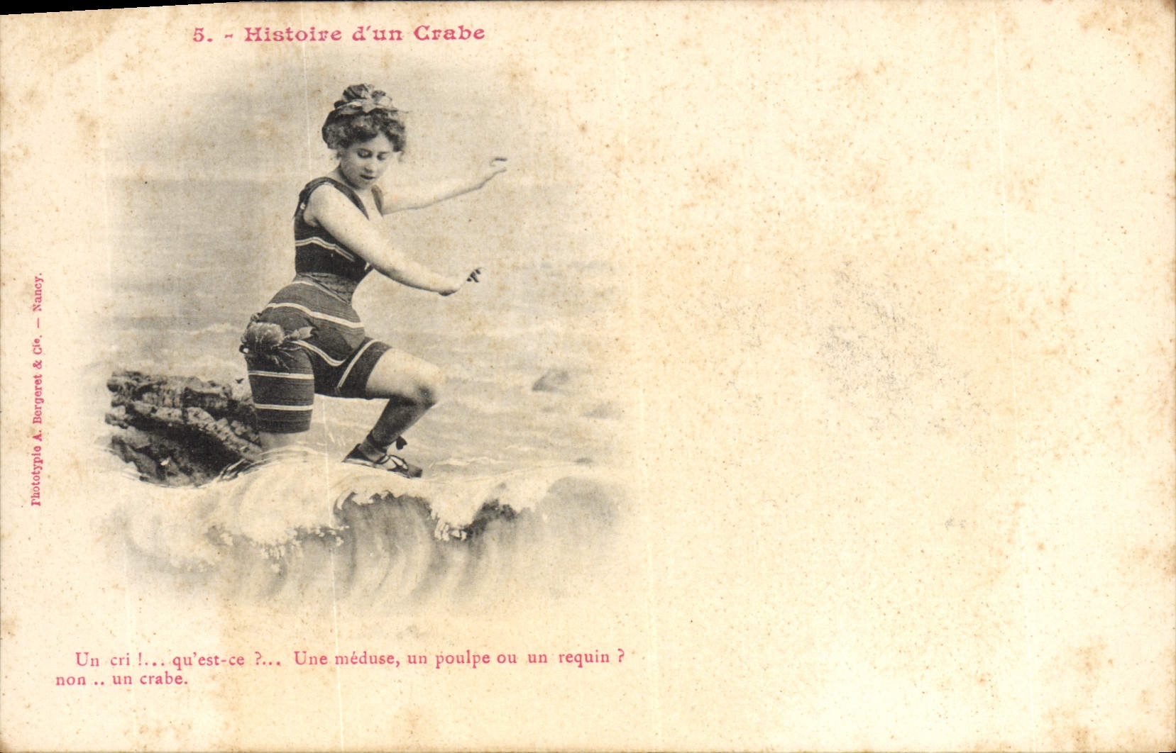 Storia di un Granchio — Serie di 5 cartoline — Fototipia A. Burquet & Cie, Nancy