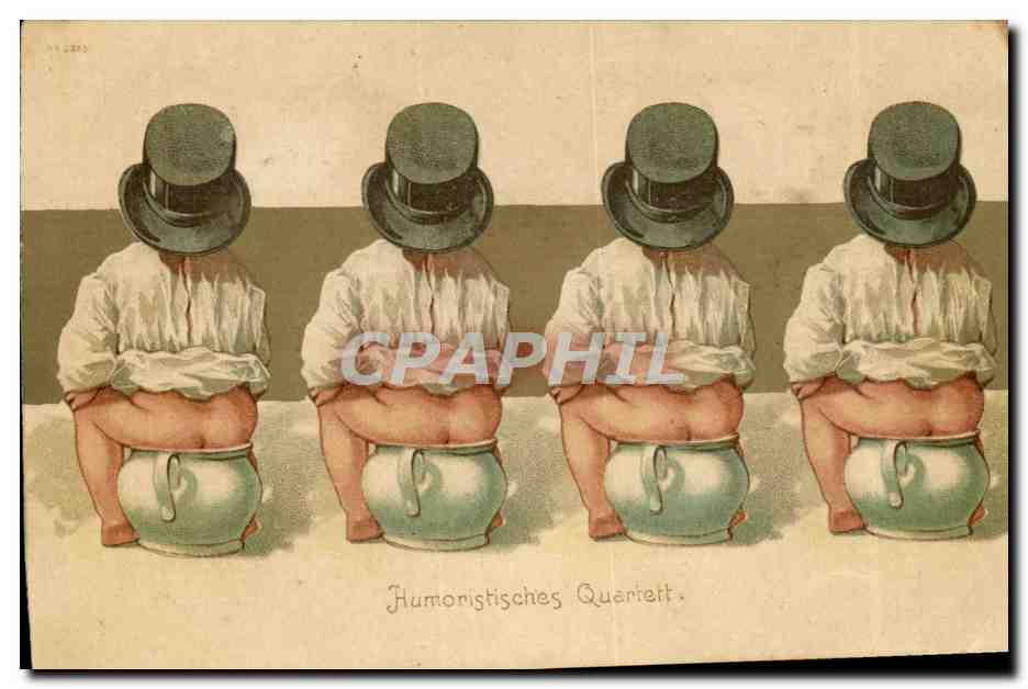Cuatro hombres en sombrero de copa — Humorístico — editor no visible