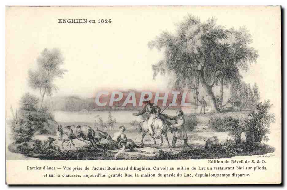 CPA Ane Mule Enghien en 1824 Parties d'anes Boulevard d'Enghien 