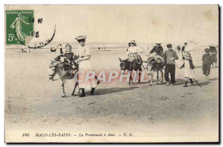 CPA Ane Mule Malo les Bains La promenade des anes