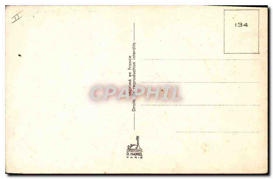 Carte postale humoristique — mécanicien et femme près d'une voiture jaune — éditeur R. Hamel, n° 134 — Verso
