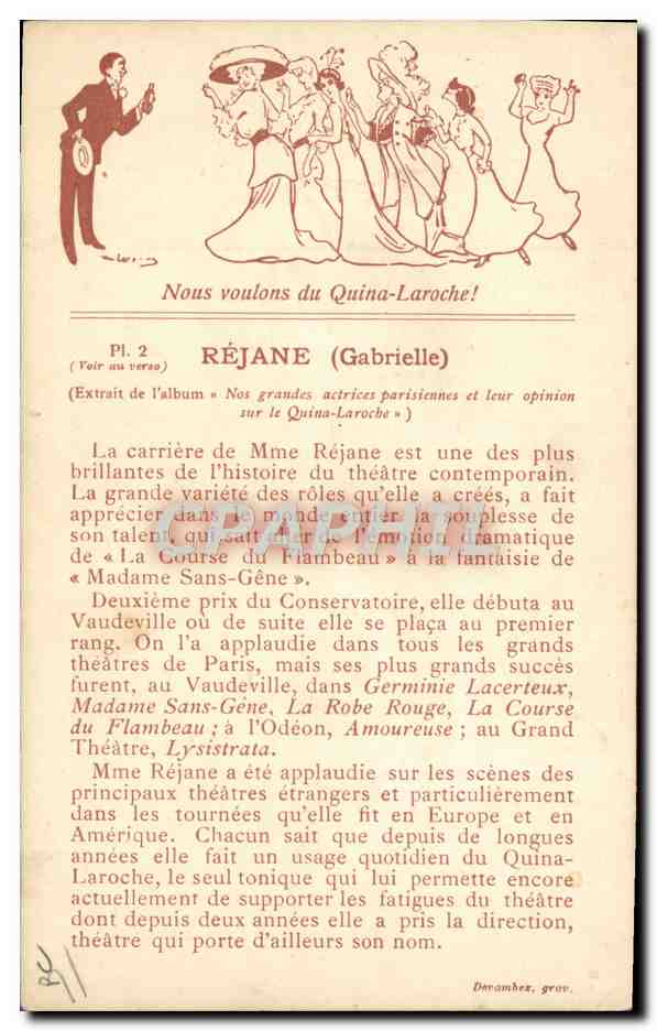 CPA Fantaisie Illustrateur Rejane Gabrielle Quina-Laroche  — Verso