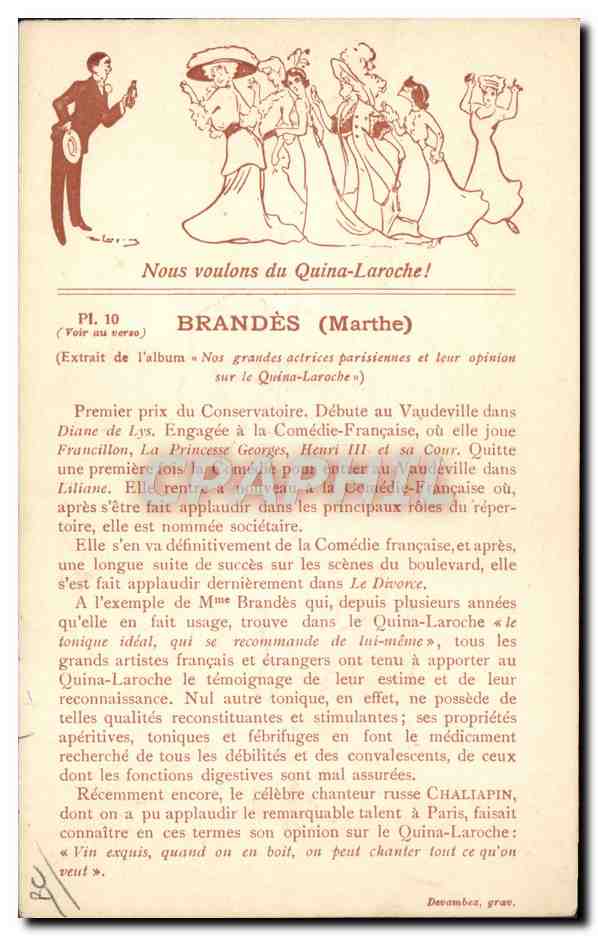 CPA Fantaisie Illustrateur Brandes Marthe Quina-Laroche  — Rückseite